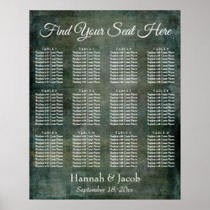 Sittdiagram för mörk grönt och rund Grunge Recepti Poster