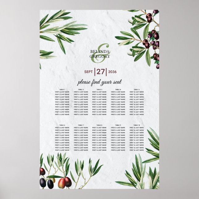 Sittdiagram för Olive Lövs (grekiska ön Bröllop) Poster (Framsidan)