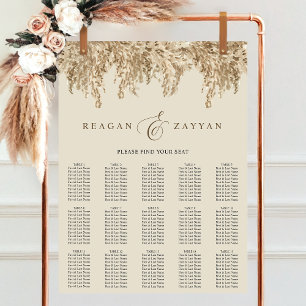 Sittdiagram för Pampas Grass Earthy Exotic Bröllop Poster
