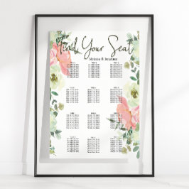 Sittdiagram för påsbord och Blommigten Bröllop Poster