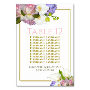 Sittdiagram för Pastel Bouquet Vår Blommigt Bröllo Bordsnummer