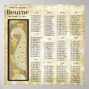 Sittdiagram för Peacock Bröllop i ART DECO Poster