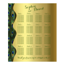 Sittdiagram för Peacock Bröllop i elegant Guld