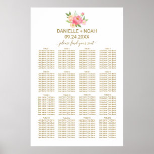 Sittdiagram för persikor och Rosa Peony Flowers Br Poster