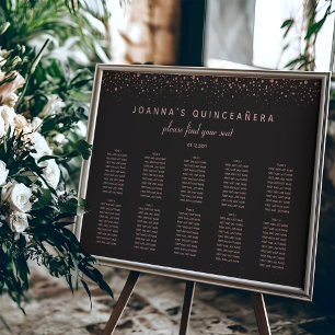 Sittdiagram för ro Guld Quinceañera 10 Bord Poster