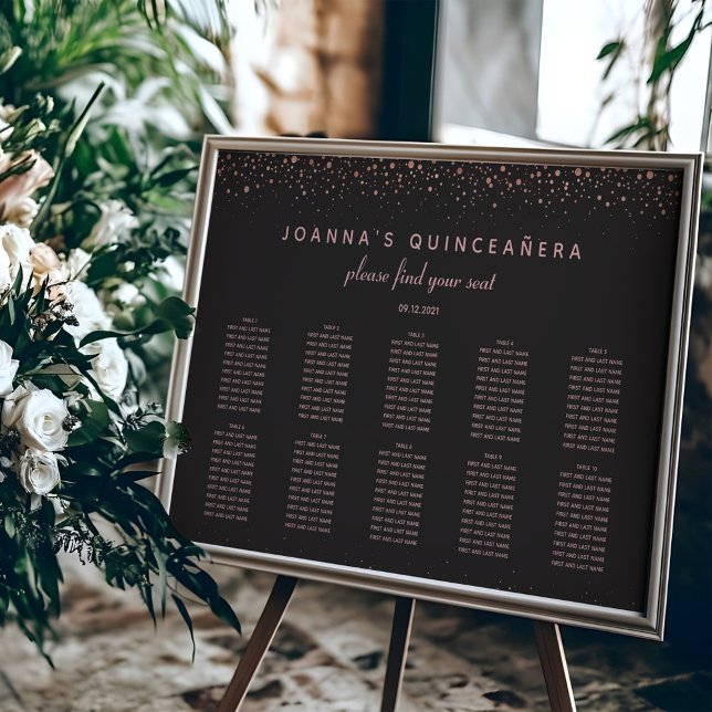Sittdiagram för ro Guld Quinceañera | 10 Bord Poster (Skapare uppladdad)