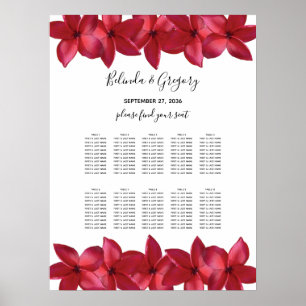 Sittdiagram för rödplumeria Frangipani Bröllop Poster