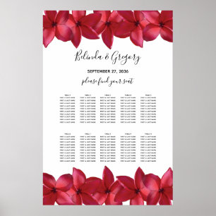 Sittdiagram för rödplumeria Frangipani Bröllop Poster