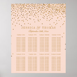sittdiagram för Rosa och Guld-konfetti Bröllop Poster