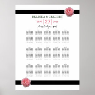 Sittdiagram för Rosa ros Black Ribbon Bröllop Poster