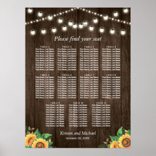 Sittdiagram för rosblommor 11 Bord Bröllop Poster