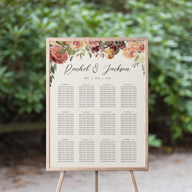 Sittdiagram för Rustic Bloom Blommigt Bröllop Poster (Skapare uppladdad)