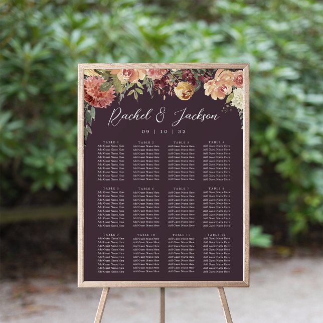 Sittdiagram för Rustic Bloom Blommigt Bröllop Poster (Skapare uppladdad)