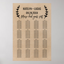Sittdiagram för Rustic Chic Faux Kraft Bröllop Poster
