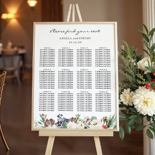 Sittdiagram för Rustic Chic Winter Blommigt Bröllo Poster