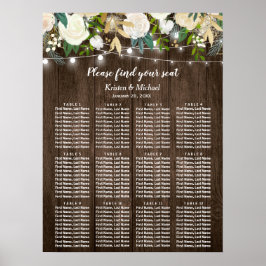 Sittdiagram för Rustic Land Chic Blommigt Bröllop Poster