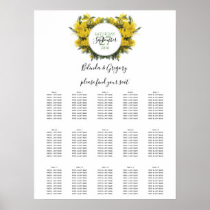 Sittdiagram för Rustic Wattle Acacia Bröllop Poster