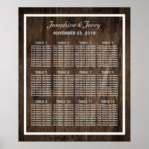 Sittdiagram för Rustic Wood Land Barn Bröllop Poster