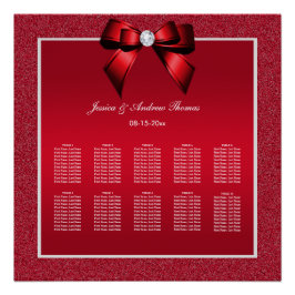 Sittdiagram för rutor Red & Snyggt Gem Bröllop Perfect Poster