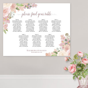 Sittdiagram för säten i Bord Rosa Boho Blommigt Br Poster