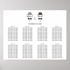 Sittdiagram för säten i elegant Black and White Ga Poster