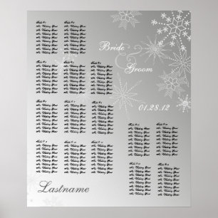 Sittdiagram för snöflingor i Gem Silver Bröllop Poster