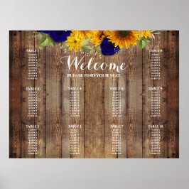 Sittdiagram för solros och marint Ro Bröllop Poster