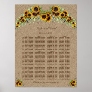 Sittdiagram för solrosblommor i Bröllop Poster