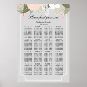 Sittdiagram för stora Blommigtar Poster