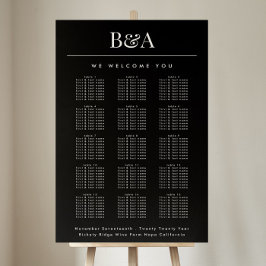 Sittdiagram för svart och vitt klassiskt Namn Bröl Poster