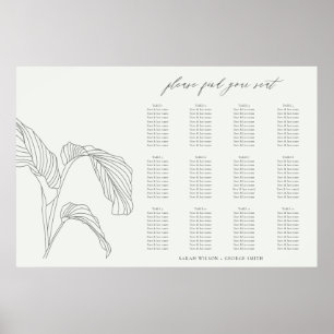 Sittdiagram för svartvit Bröllop i Sketch i löv Poster