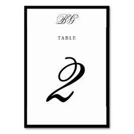Sittdiagram för svartvit monogram Bröllop i elegan Bordsnummer