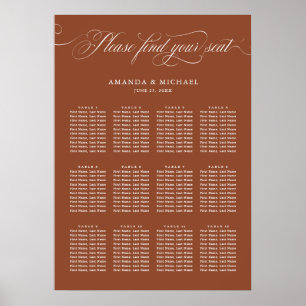 Sittdiagram för terracotta bröllop poster
