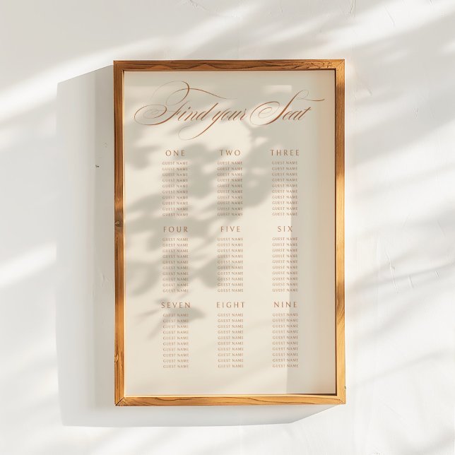 Sittdiagram för Terracotta Calligraphy Bröllop Poster (Skapare uppladdad)