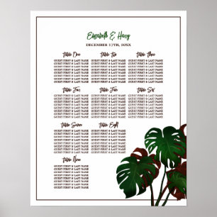 Sittdiagram för tropisk monstera-beach poster