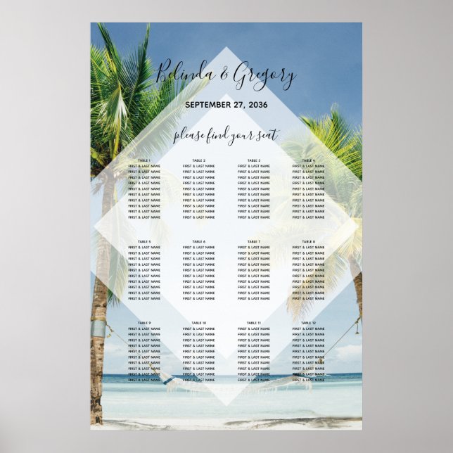 Sittdiagram för tropisk sittplats i Träd-bäckenet  Poster (Framsidan)