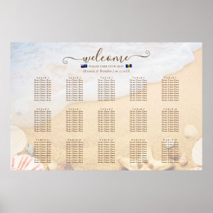 Sittdiagram för tropisk stjärnfisk Flagga Beach We Poster