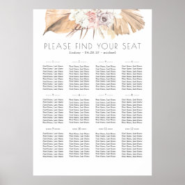 Sittdiagram för tropisk vallfärd Blommigt Bröllop Poster