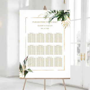 Sittdiagram för tropisk växt Guld Bröllop Poster