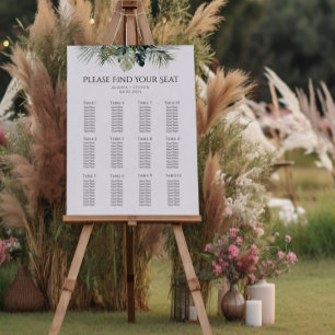Sittdiagram för tropiska Bröllop - botanisk design Poster