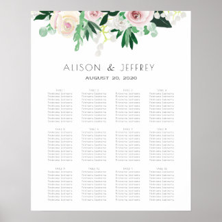 Sittdiagram för vattenfärgsfärg Blommigt Grönt Brö Poster
