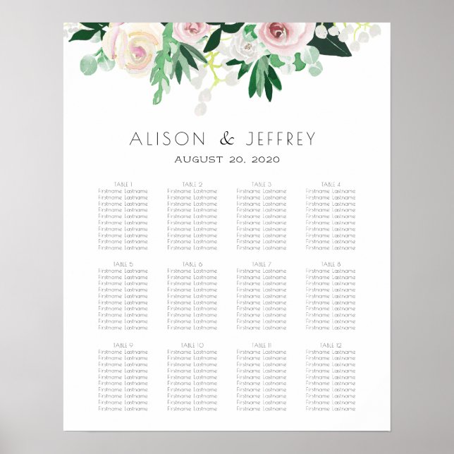 Sittdiagram för vattenfärgsfärg Blommigt Grönt Brö Poster (Framsidan)