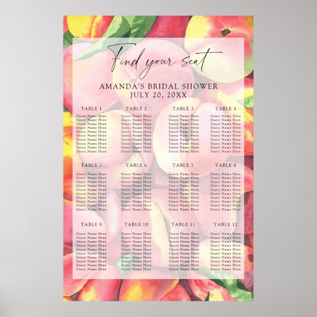 Sittdiagram för vattenfärgspersikor poster (Framsidan)