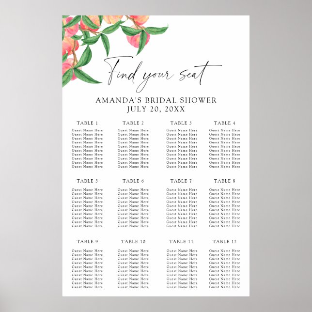 Sittdiagram för vattenfärgspersikor poster (Framsidan)