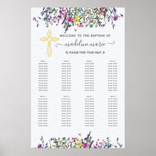 Sittdiagram för vildblommor, baptism, Bord Poster