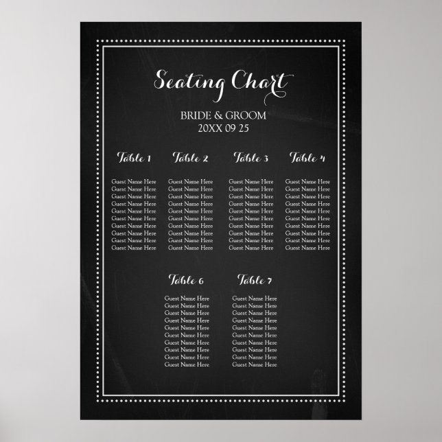 Sittdiagram för Vintage 6 Bord Poster (Framsidan)