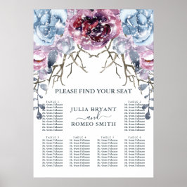 Sittdiagram för vinterbröllop Blommigt Snö Poster