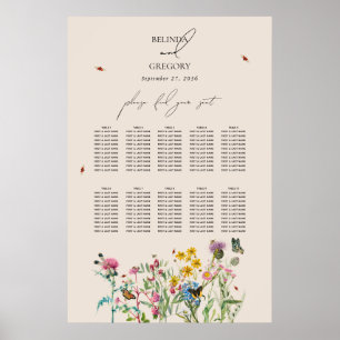 Sittdiagram för Watercolor Wildblomma Garden Weddi Poster