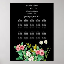 Sittdiagram för Wildblommor Periwinkle Black Bröll Poster