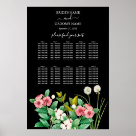 Sittdiagram för Wildblommor Periwinkle Black Bröll Poster